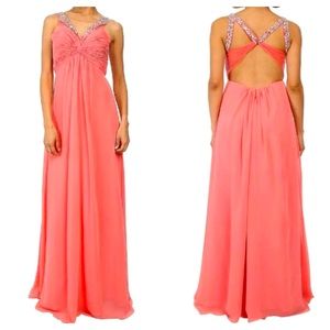 NWT Faviana Pink Sorbet Embellished Formal Dress